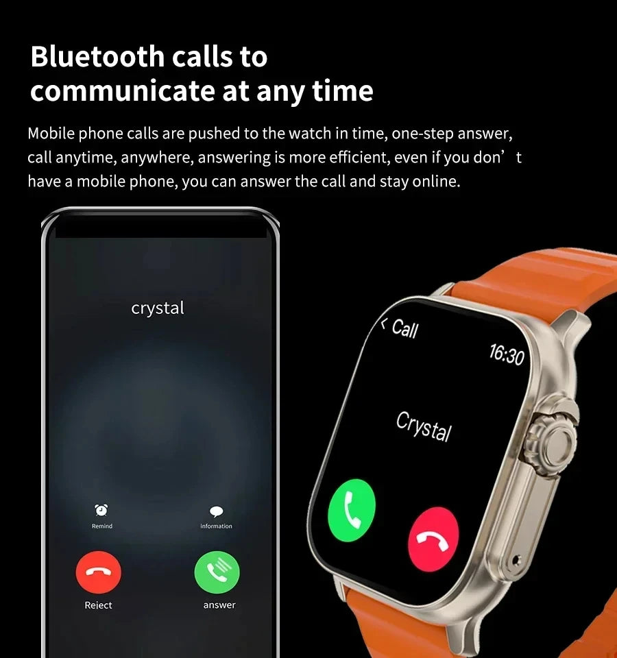 Smart Watch with Bluetooth Calling, 2.01" HD Display, Health & Fitness Tracker, Heart Rate Monitor, Sleep Tracking, Multi-Sport Modes, Wireless Charging, Compatible with Android & iOS