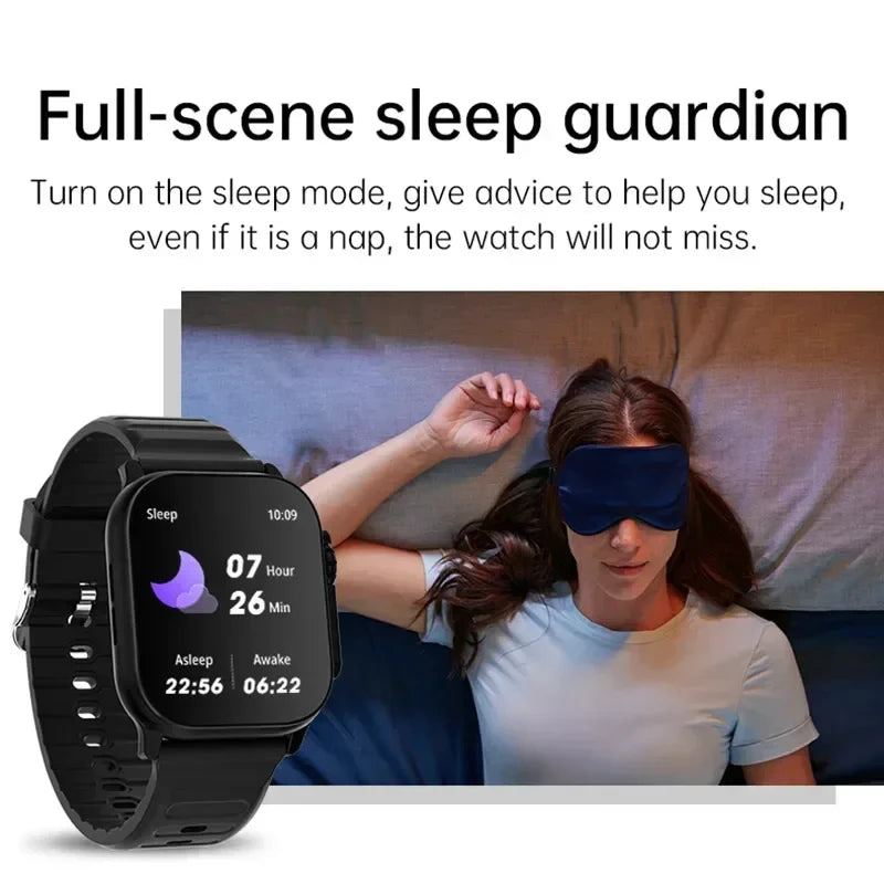 Smart Watch with Bluetooth Calling, 2.01" HD Display, Health & Fitness Tracker, Heart Rate Monitor, Sleep Tracking, Multi-Sport Modes, Wireless Charging, Compatible with Android & iOS