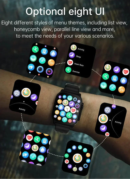 Smart Watch with Bluetooth Calling, 2.01" HD Display, Health & Fitness Tracker, Heart Rate Monitor, Sleep Tracking, Multi-Sport Modes, Wireless Charging, Compatible with Android & iOS
