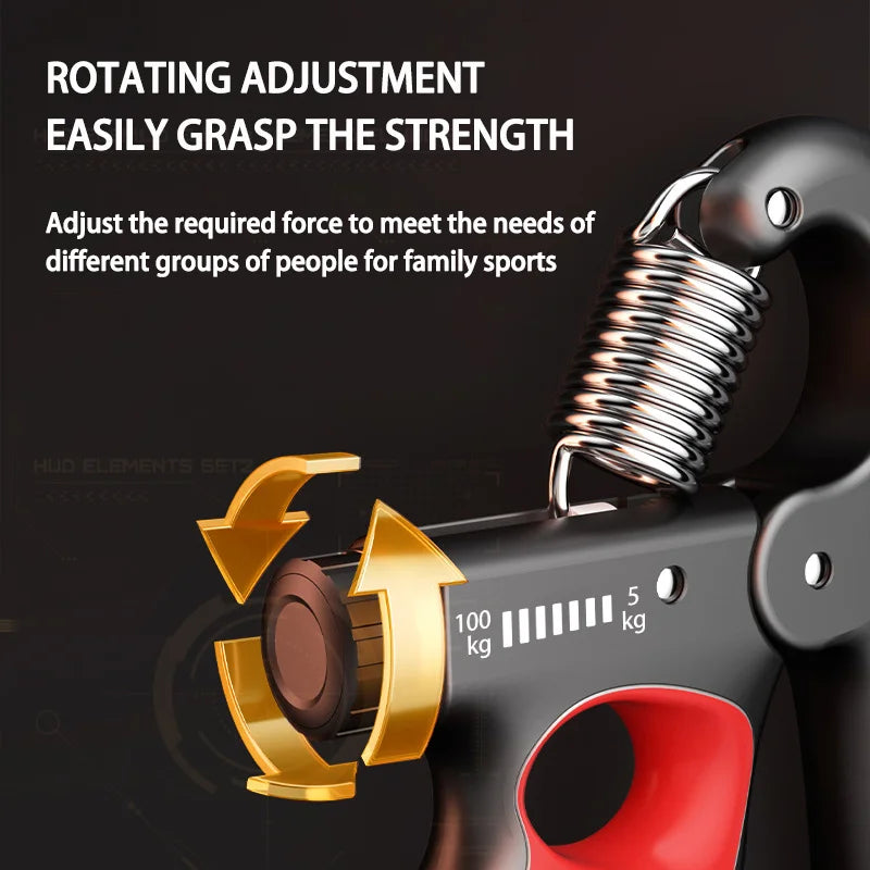 Adjustable Hand Grip Strengthener, 5–60 kg (11–132 lb), 100 kg (220 lb), or 150 kg (330 lb), Wrist & Forearm Trainer for Grip Strength, Strength Training & Muscle Recovery