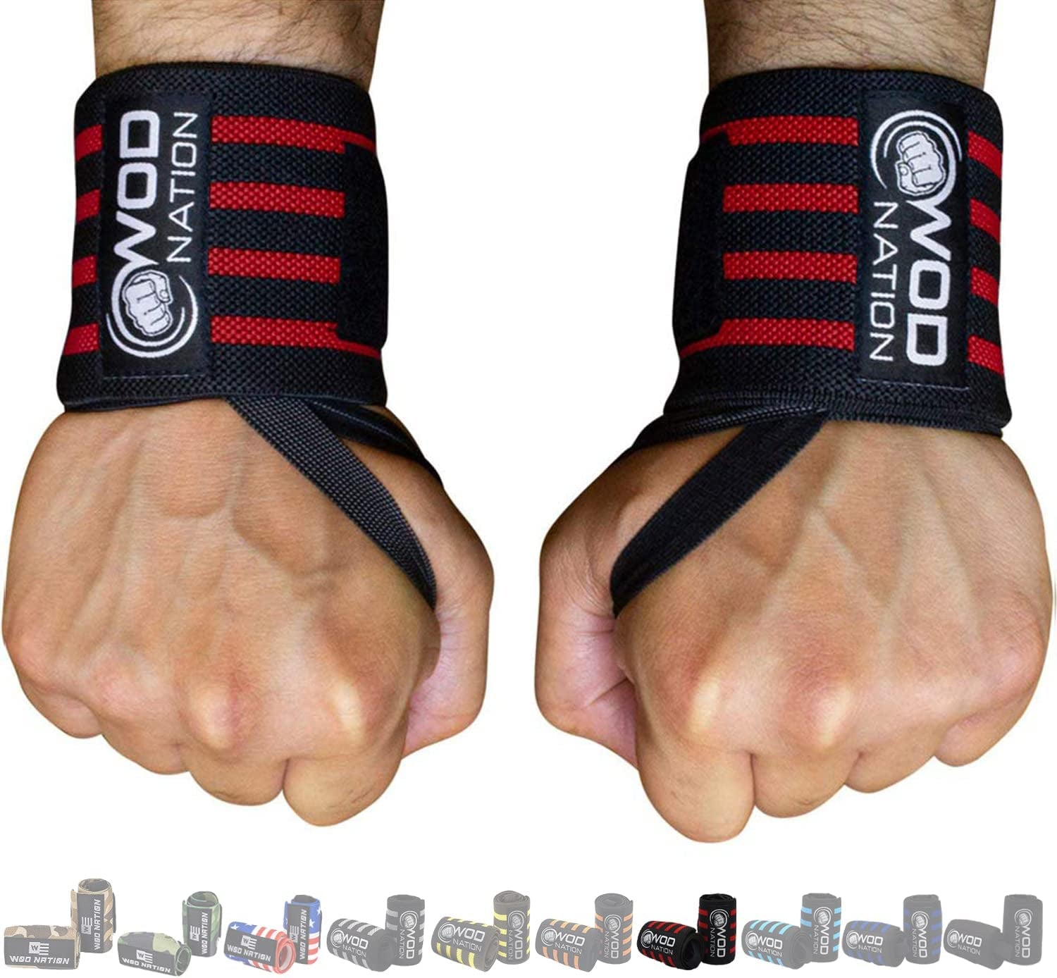 Professional Wrist Wraps for Weightlifting & Strength Training, Heavy-Duty Gym Support Straps with Thumb Loop for Men & Women